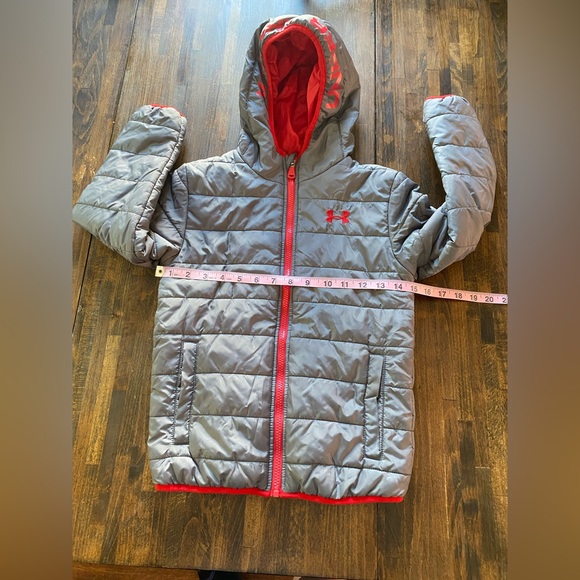 Under Armour Kids Puffer Jacket - Charcoal and Crimson - Picture 9 of 11